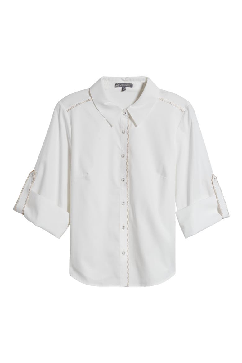 Roll Tab Button-Up Shirt, Alternate, color, OFF WHITE
