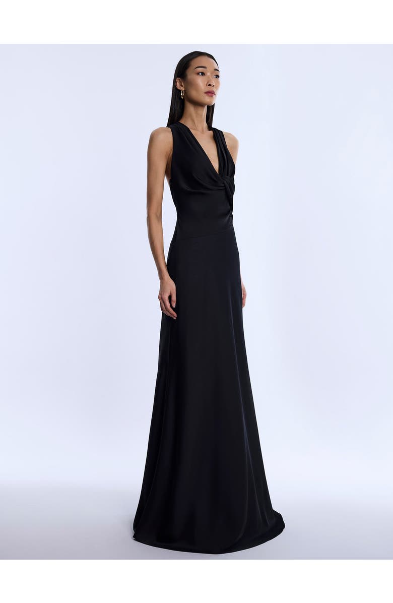 BCBGMAXAZRIA Cowl Neck Halter Gown, Alternate, color, Black
