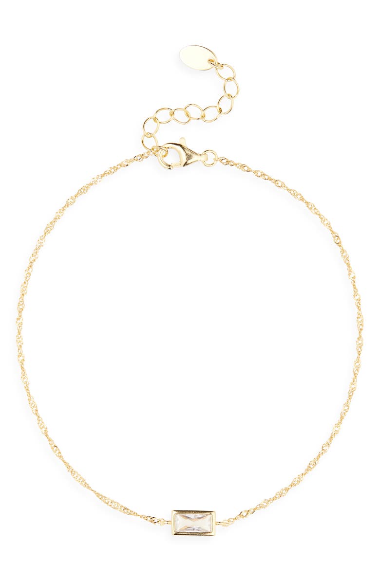 ARGENTO VIVO Cubic Zirconia Line Singapore Chain Bracelet, Main, color, Gold