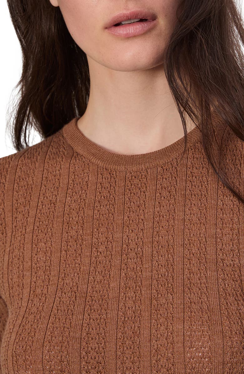 rag & bone Tina Short Sleeve Merino Wool Sweater, Alternate, color, Camel