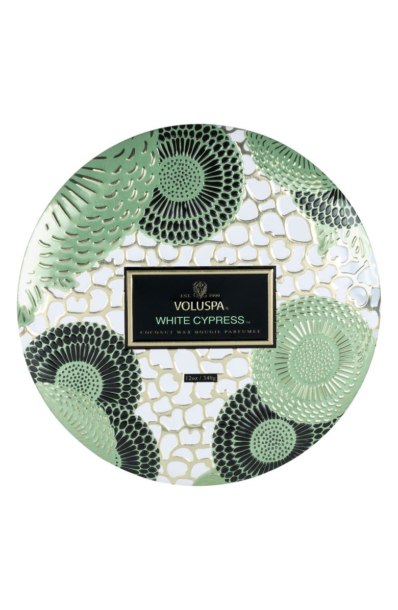 Voluspa White Cypress 3-Wick Tin Candle, Main, color, White Cypress