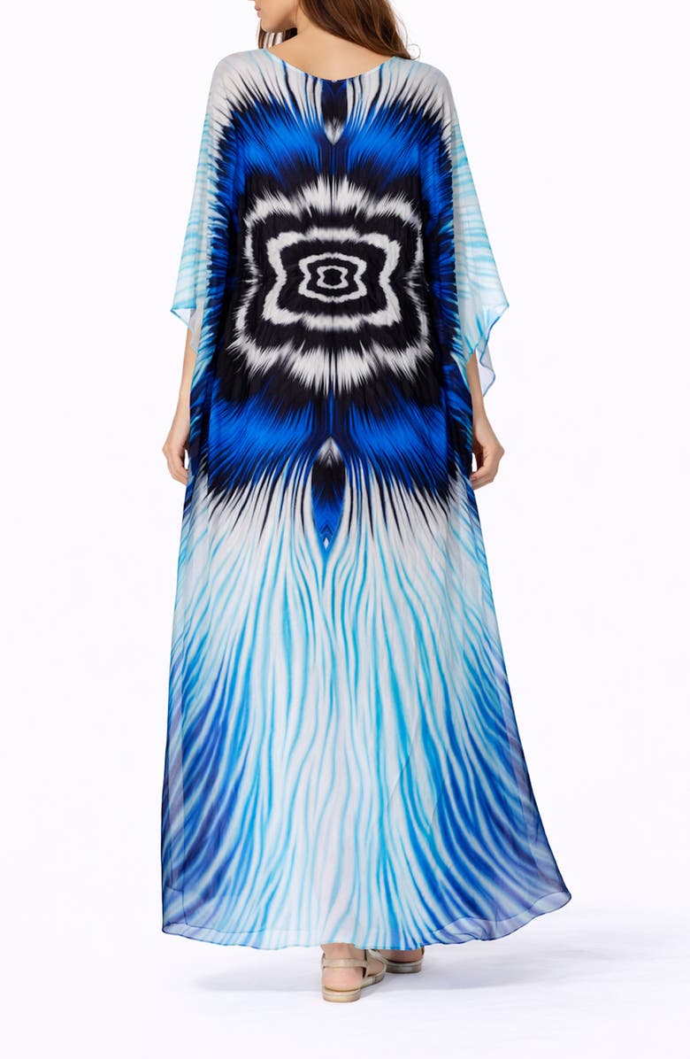 RANEES Abstract Print V-Neck Maxi Caftan, Alternate, color,