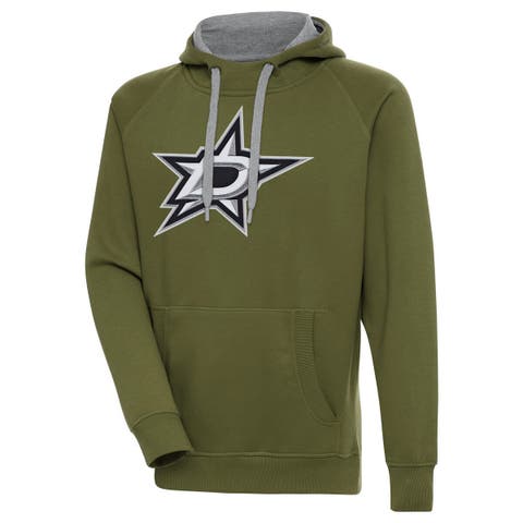 Men's Antigua Olive Dallas Stars Victory Pullover Hoodie