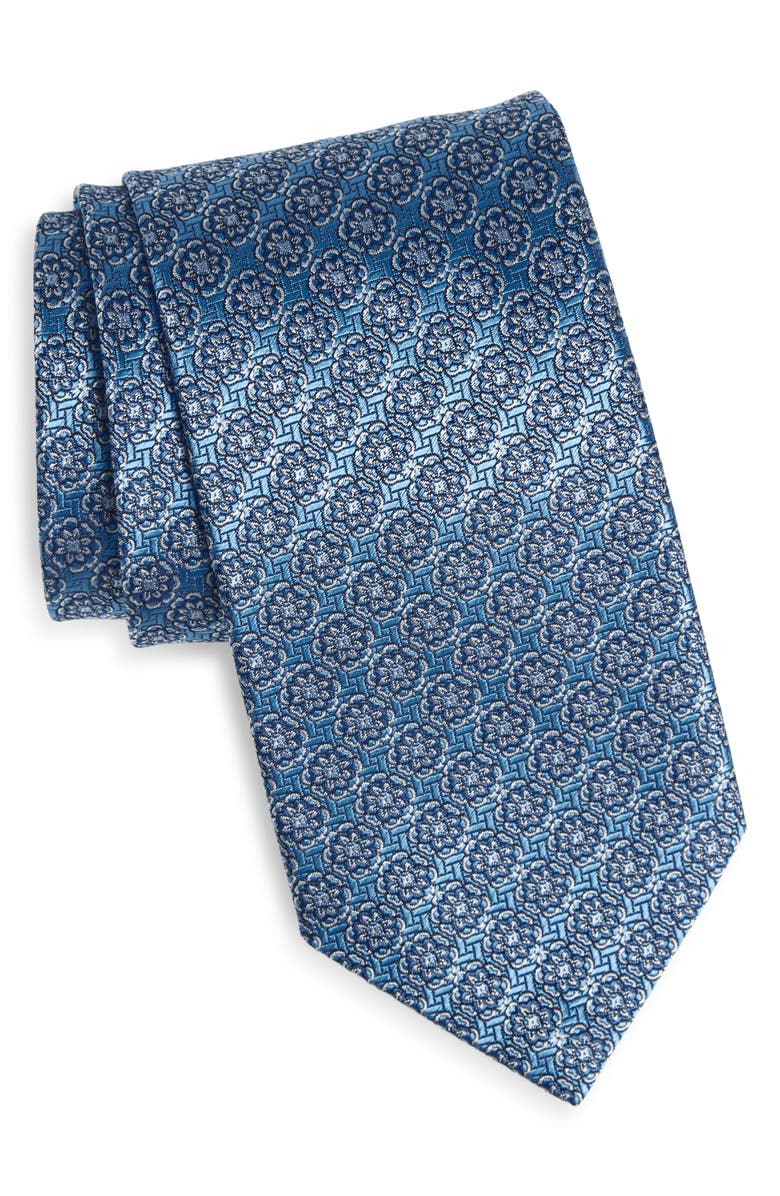 David Donahue Geometric Silk Tie, Main, color, Sky