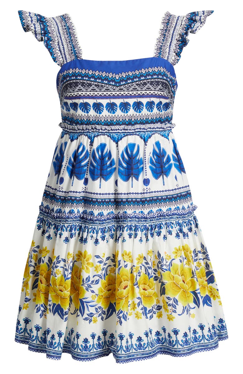 FARM Rio Zuli Mixed Print Cotton Mini Sundress, Alternate, color, Off-White