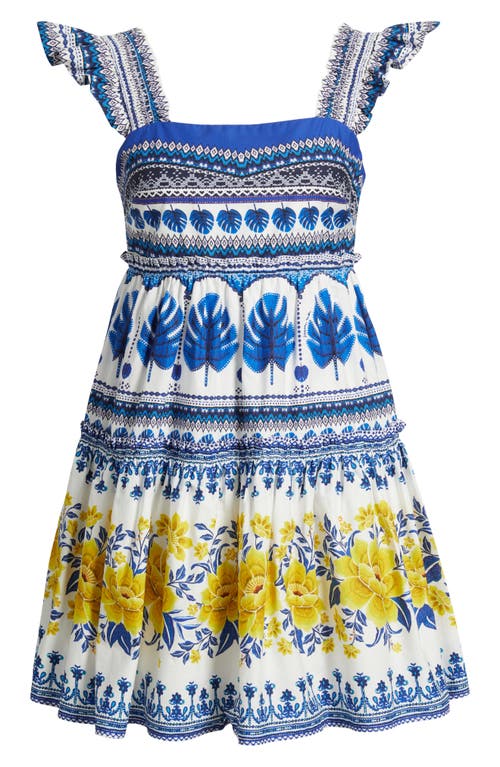 Farm Rio Zuli Mixed Print Cotton Mini Sundress