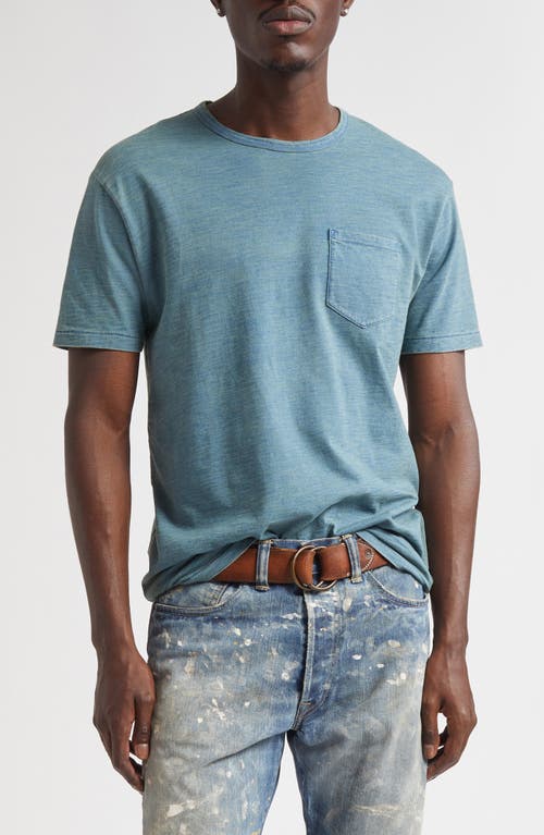 Double Rl Indigo Jersey Pocket T-shirt In Blue