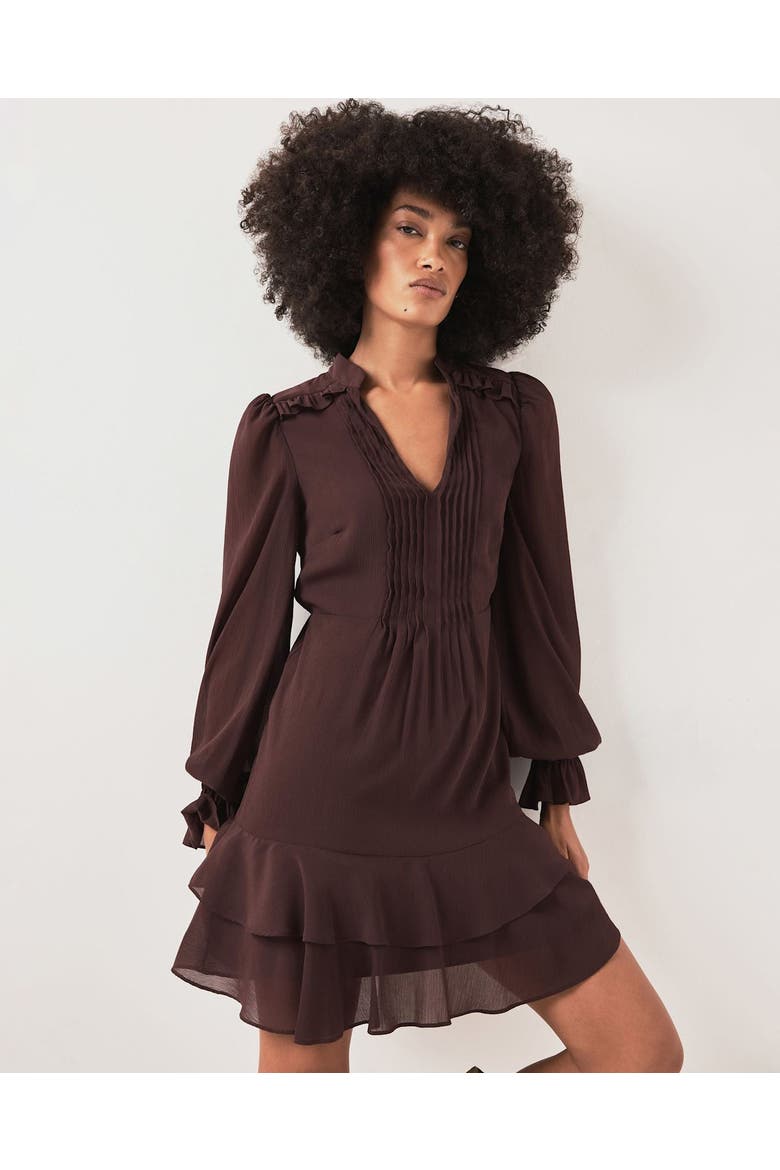 Ruffle Mini Dress, Alternate, color, Burgundy