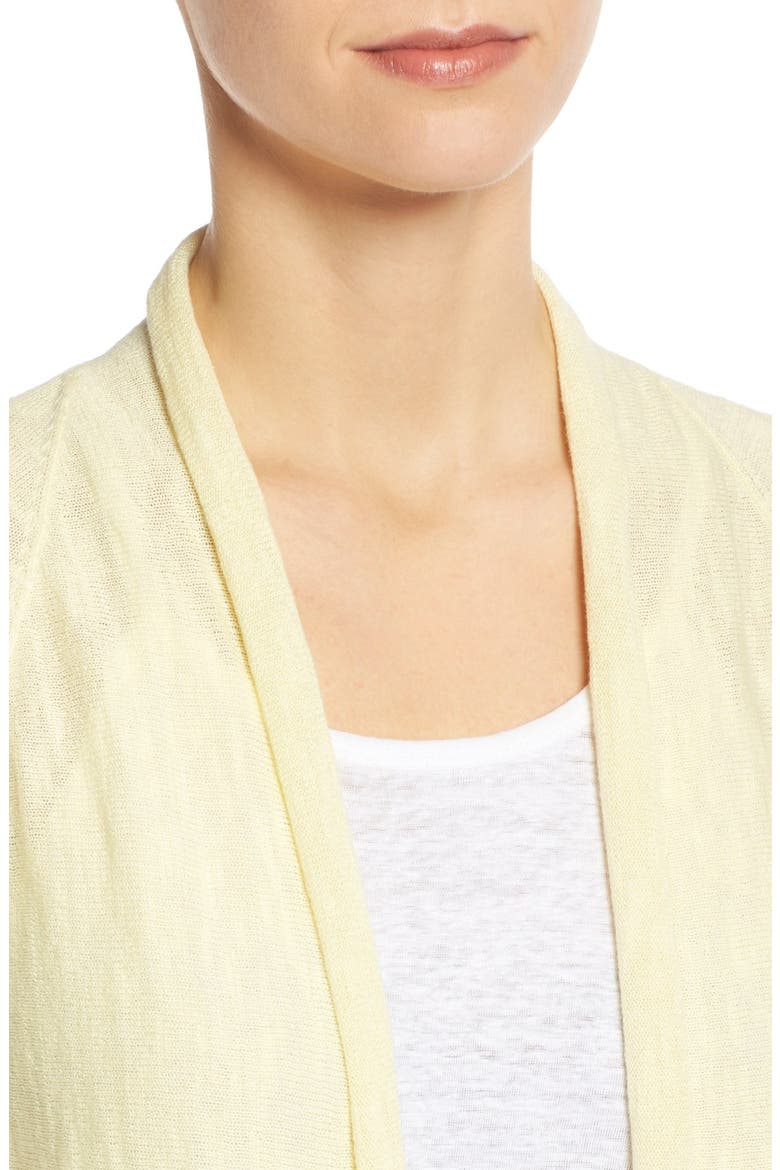 Organic Linen & Cotton Elbow Sleeve Straight Cardigan, Alternate, color, DAISY