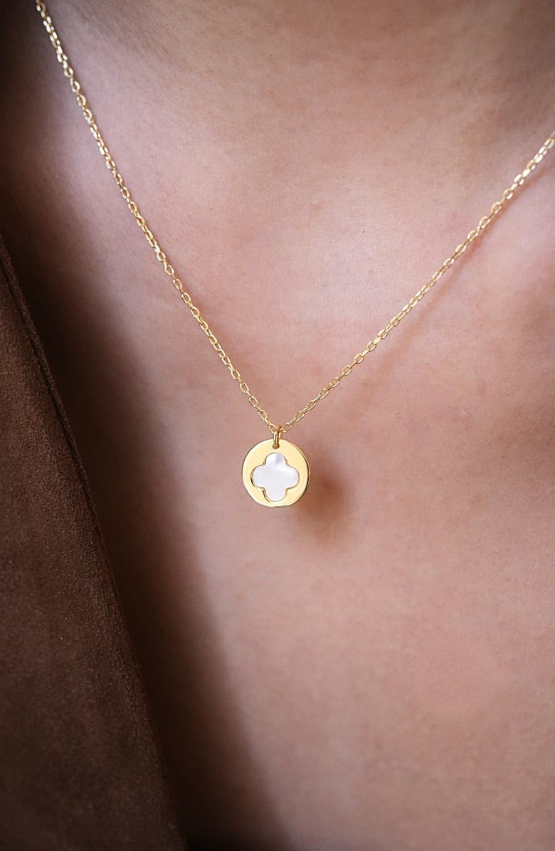 Argento Vivo Sterling Silver Mother-of-Pearl Clover Pendant Necklace, Alternate, color, Gold