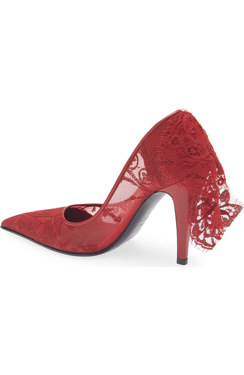 McQueen Drape Lace Pointed Toe Pump, Alternate, color, Crimson