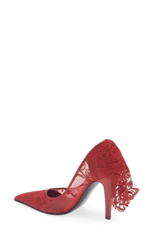 Alexander Mcqueen Mcqueen Drape Lace Pointed Toe Pump In Red