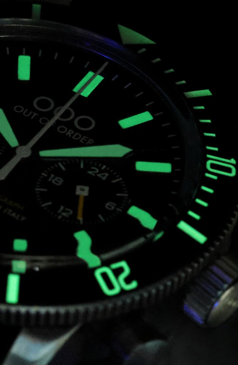 OUT OF ORDER Pilot Cronografo Chronograph Silicone Strap Watch, 43mm, Alternate, color, Red