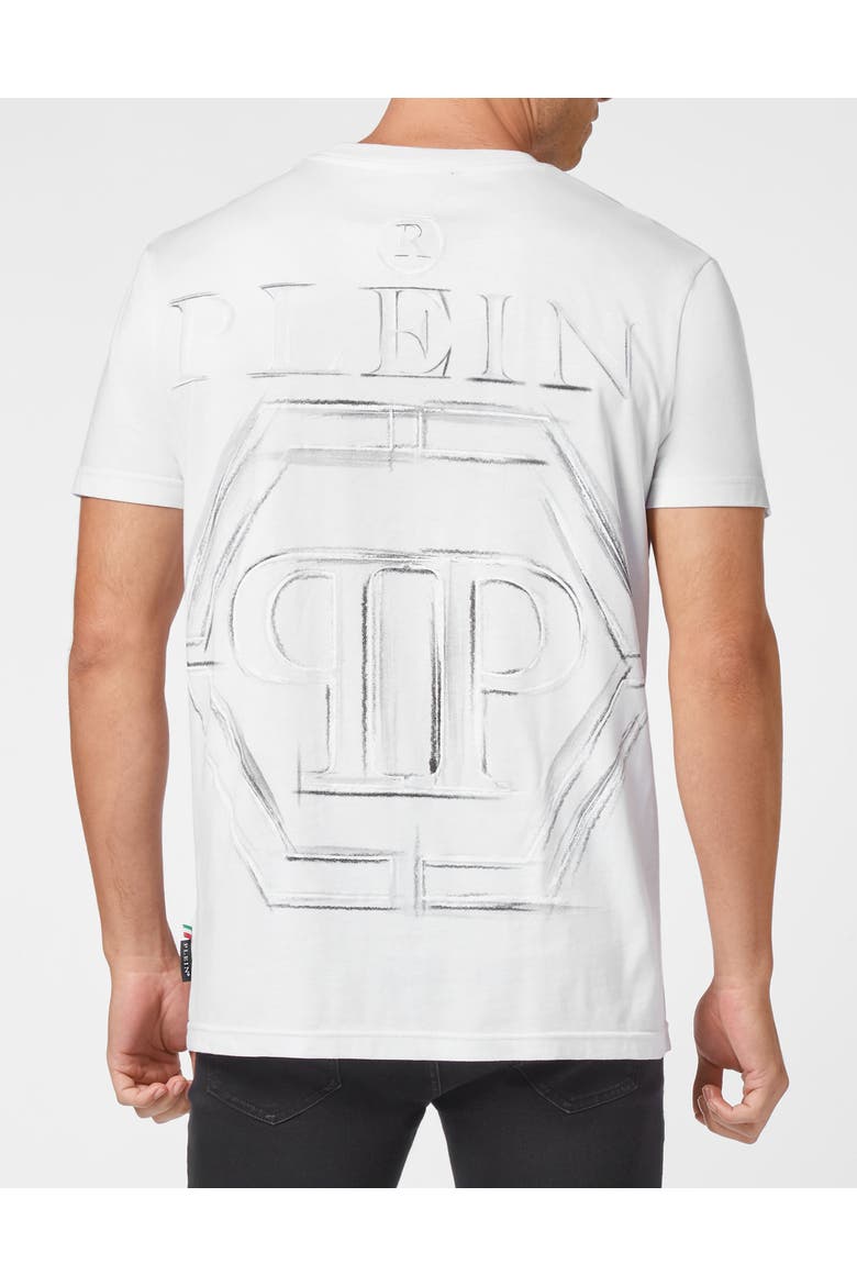 T-Shirt Round Neck Hexagon Men, Alternate, color, white