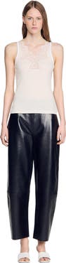 SANDRO Ribbed vest top with lace
