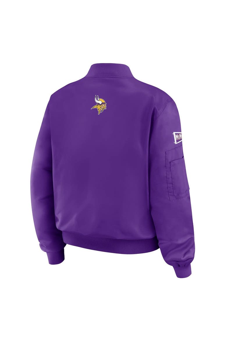 Women's WEAR by Erin Andrews Purple Minnesota Vikings Patch Full-Zip Bomber Jacket, Alternate, color, Purple