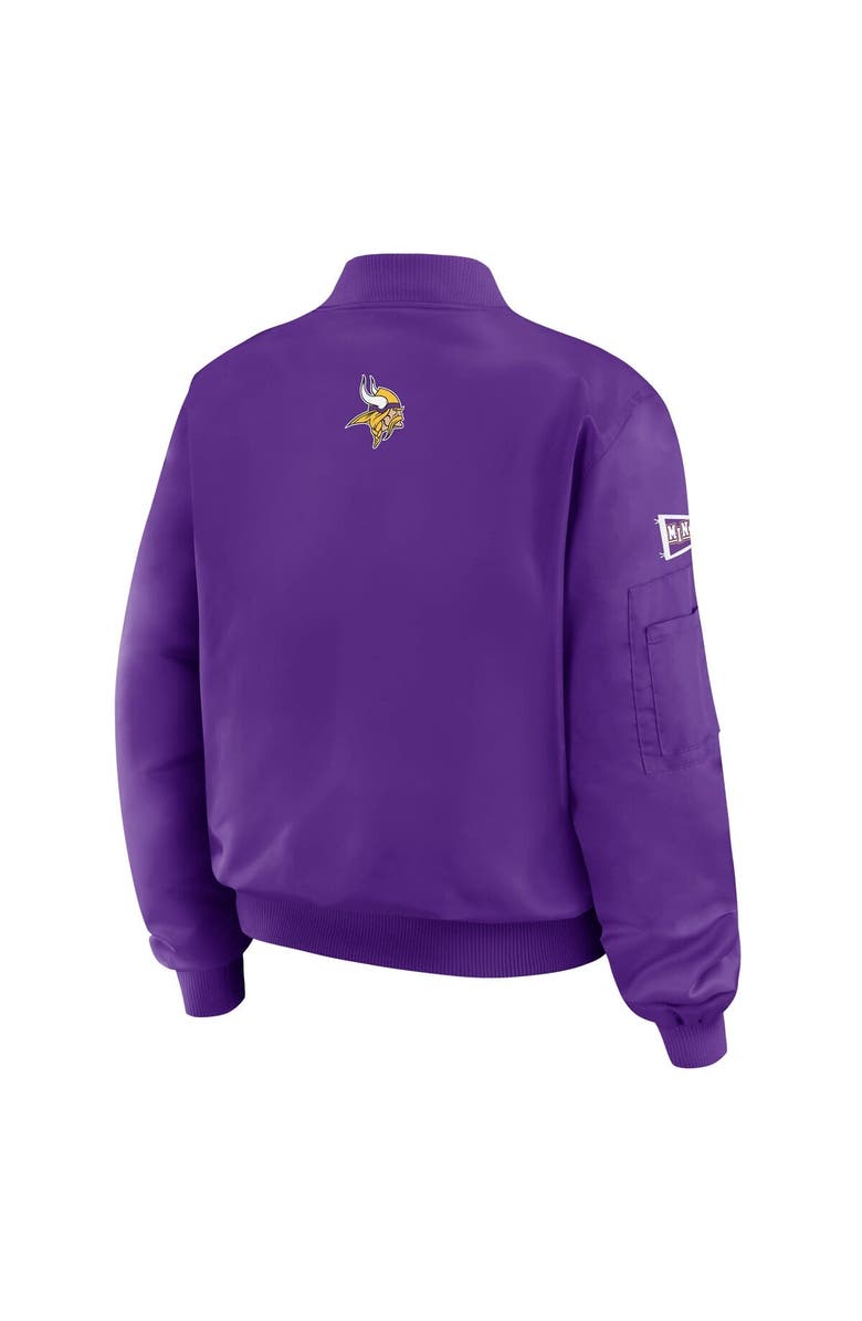 WEAR by Erin Andrews Women's WEAR by Erin Andrews Purple Minnesota Vikings Patch Full-Zip Bomber Jacket, Alternate, color, Purple