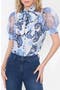 Brentley Floral Tie Neck Puff Sleeve Top