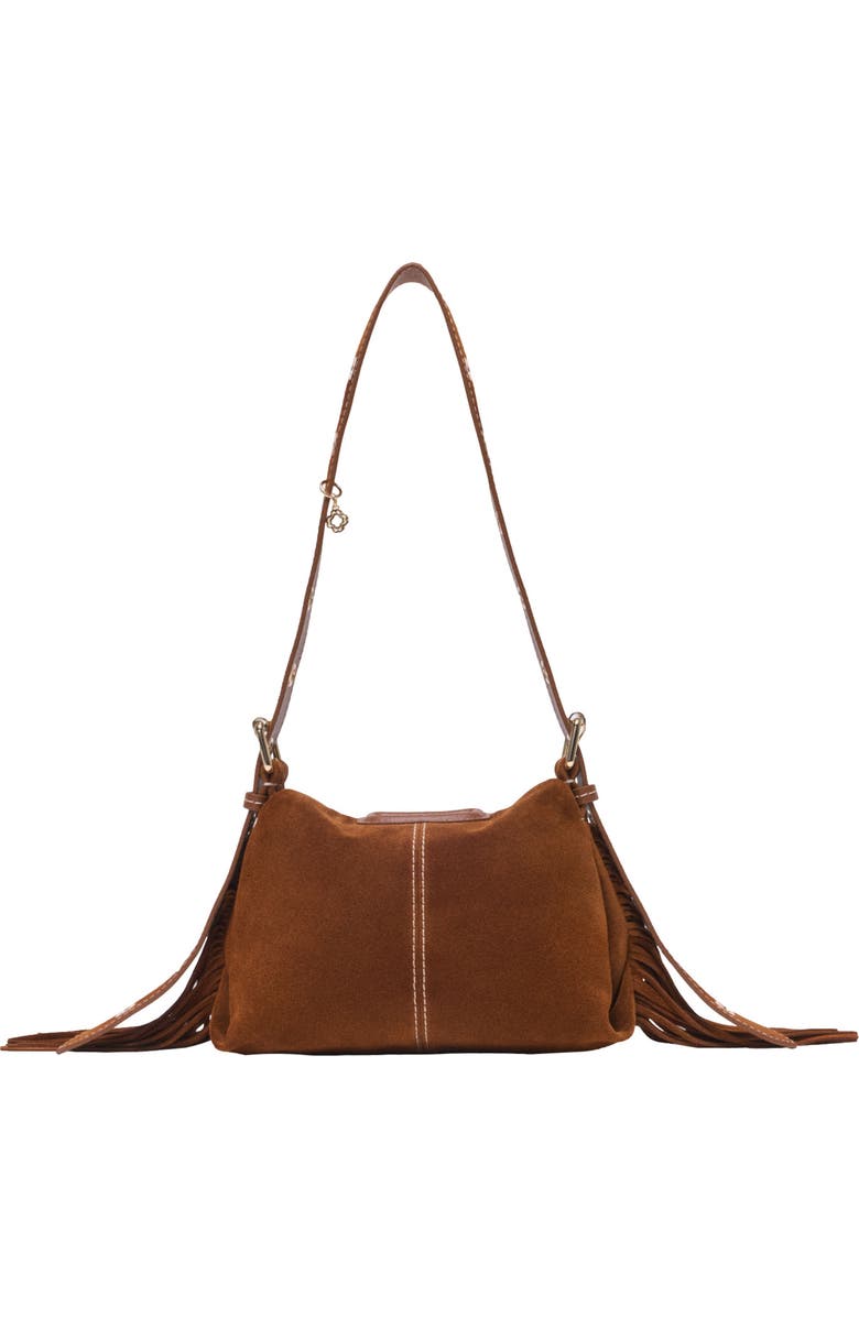 maje Topstitched suede Miss M Mini bag, Main, color, Brown
