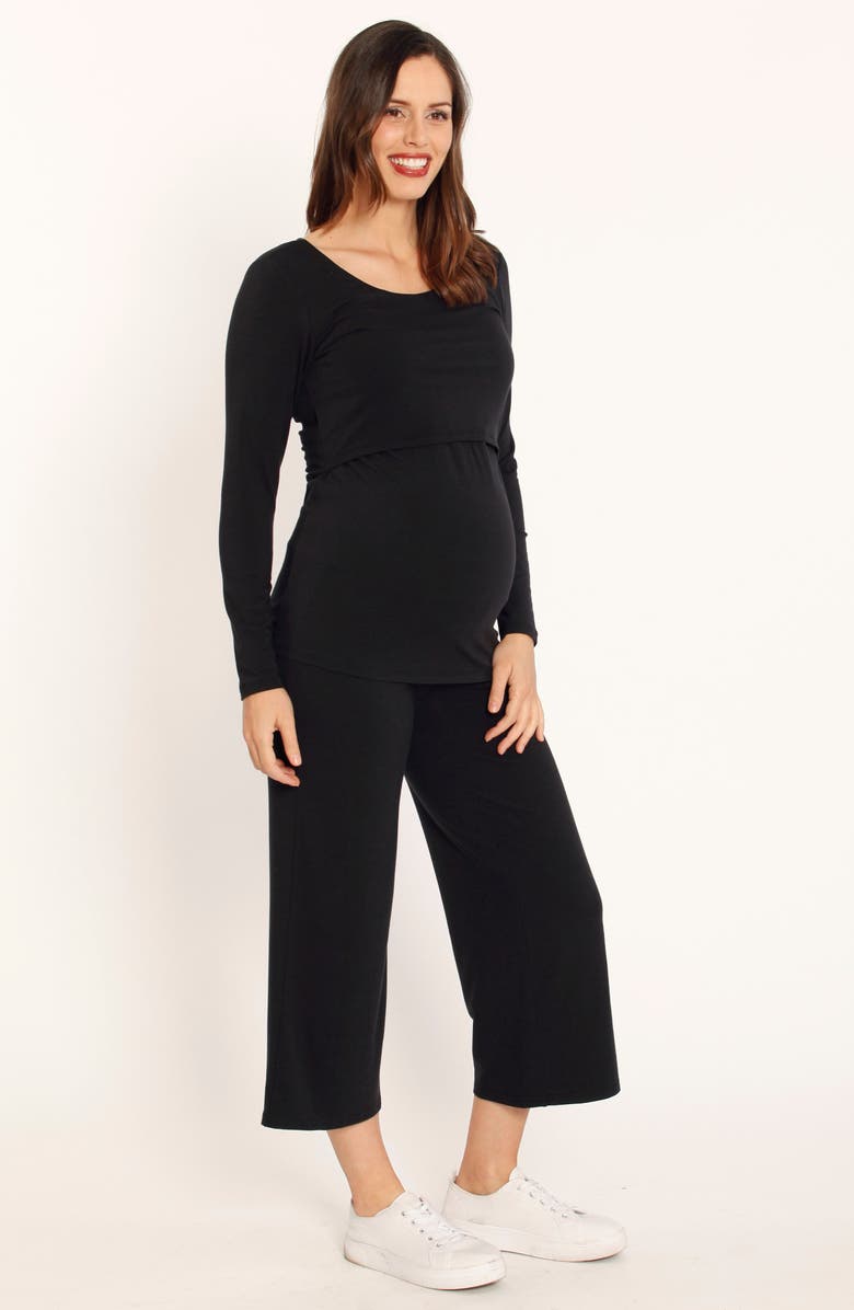 Angel Maternity Crop Wide Leg Maternity Pants, Alternate, color, 