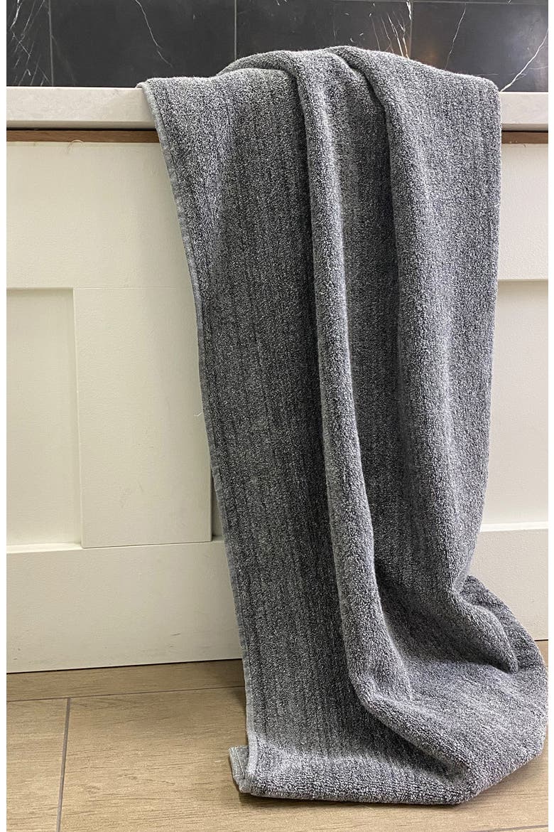 Melange Viscose Cotton Blend Odor & Mildew Resistant Bath Sheet & Hand Towel Set, Alternate, color, CHARCOAL