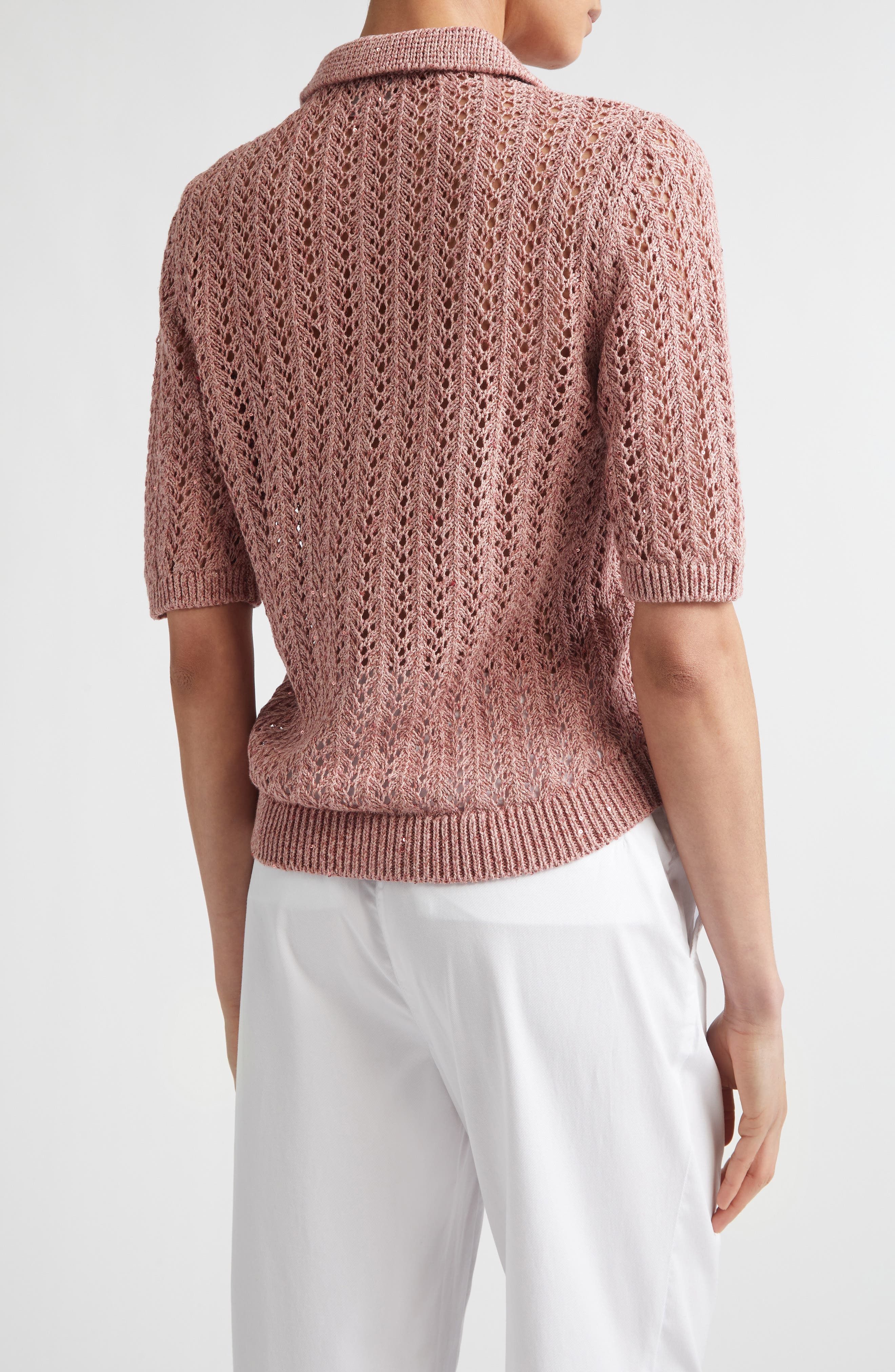 Open Stitch Cotton & Linen Blend Polo - image 4