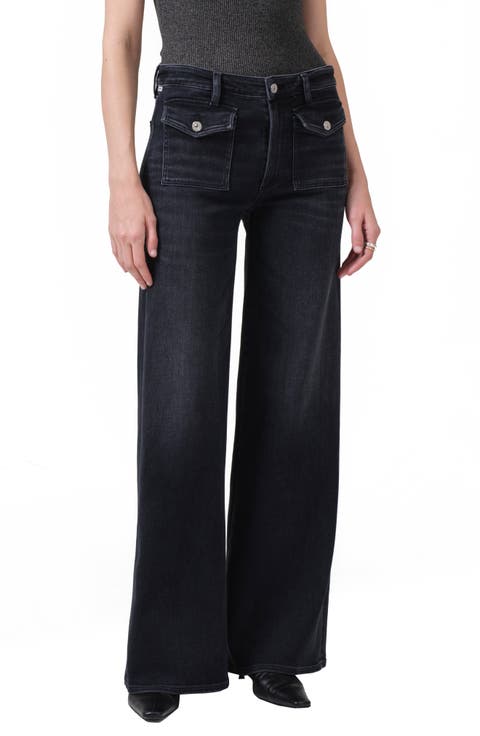 Raven Patch Pocket Wide Leg Jeans (Medallion)