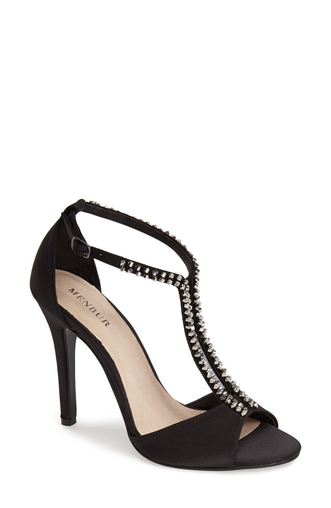 'Albunol' T-Strap Sandal, Main, color, BLACK