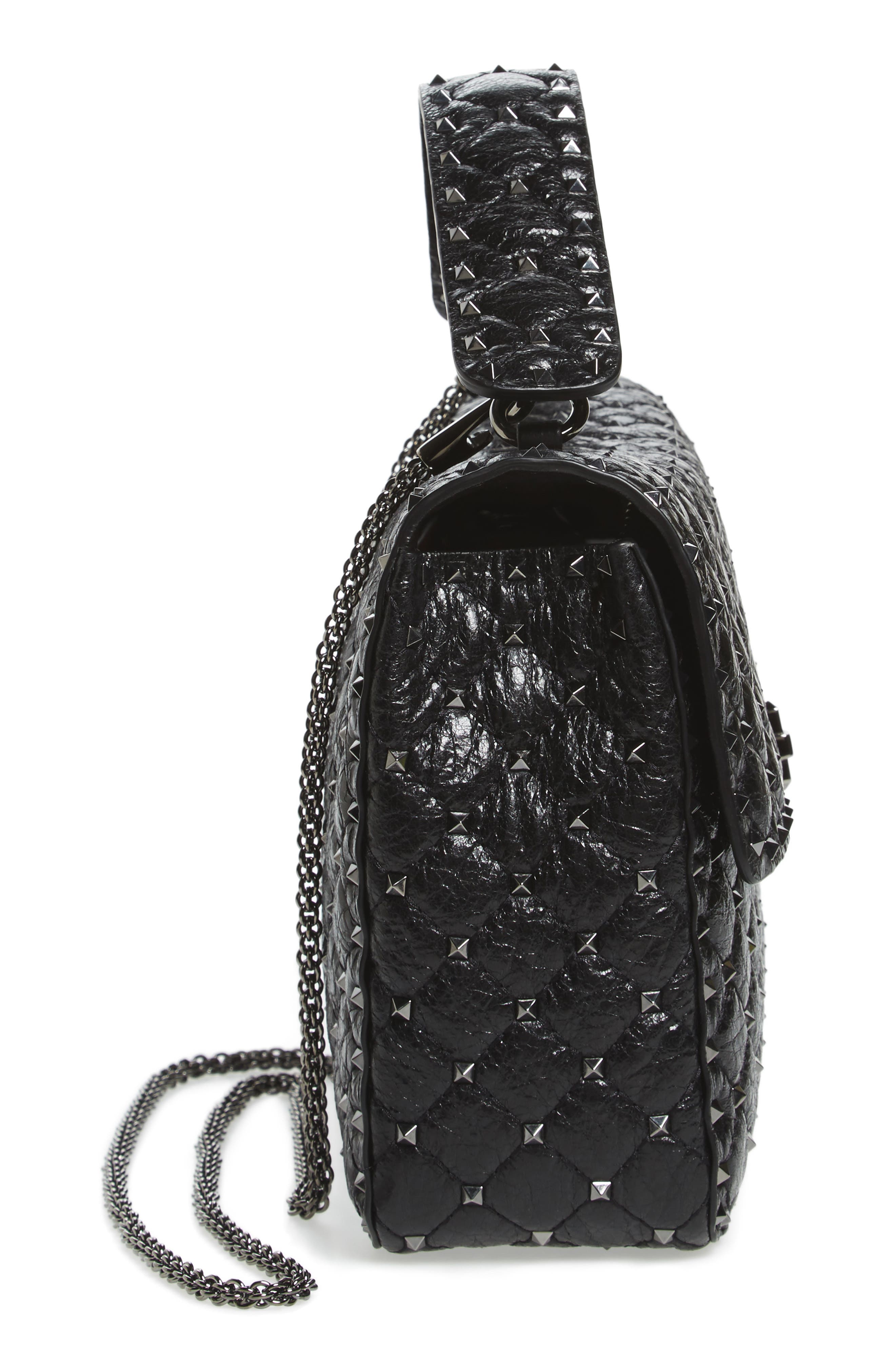 Valentino Garavani Rockstud Leather Top Handle Satchel, Alternate, color, 
