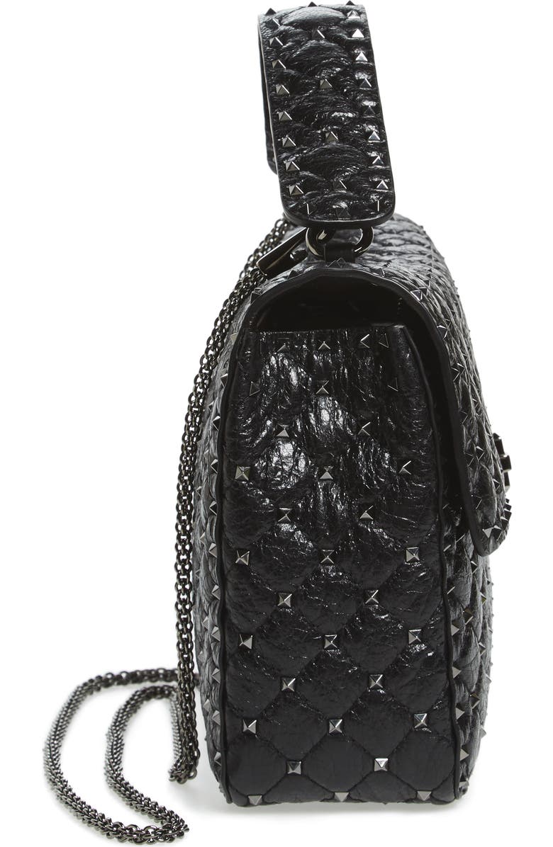 Valentino Garavani Rockstud Leather Top Handle Satchel, Alternate, color,