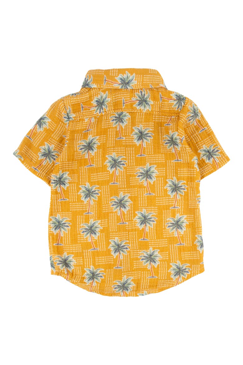 Kids' Jerry Palm Tree Print Short Sleeve Cotton Button-Up Shirt, Alternate, color, TRADER SAM