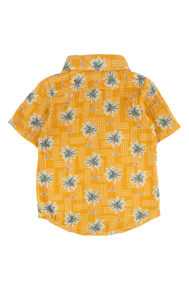 Miki Miette Kids' Jerry Palm Tree Print Short Sleeve Cotton Button-Up Shirt, Alternate, color, Trader Sam