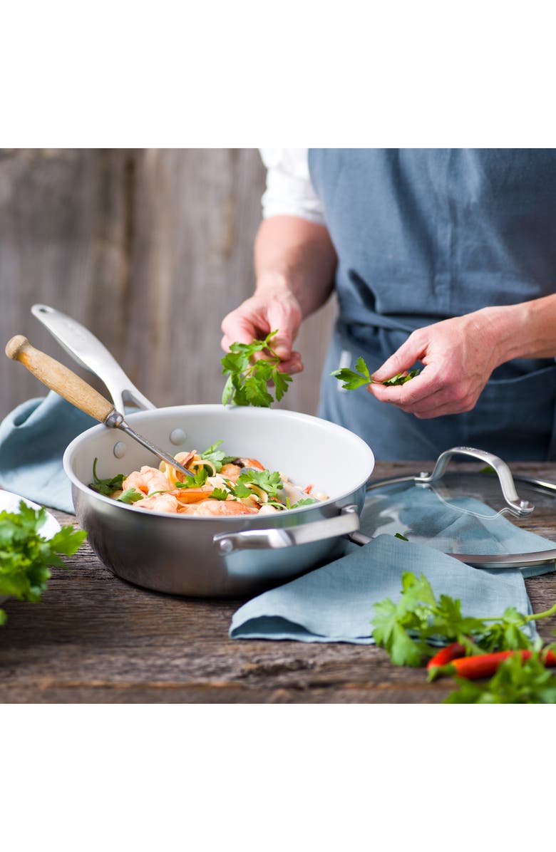 GreenPan Venice Pro 3 1/2-Quart Multilayer Stainless Steel Ceramic Nonstick Chef's Pan with Glass Lid, Alternate, color,