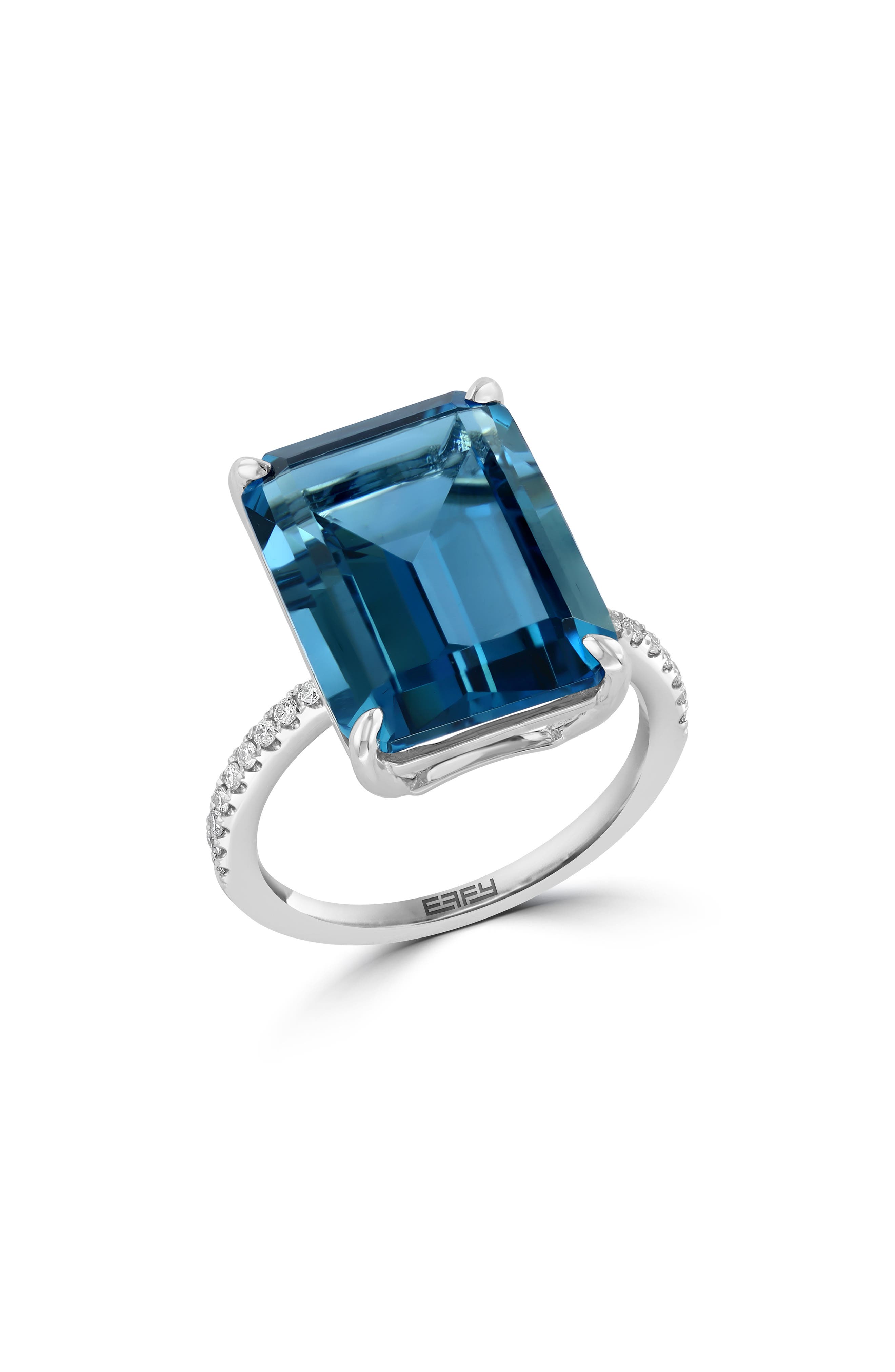 EFFY White Sapphire & London Blue Topaz Ring