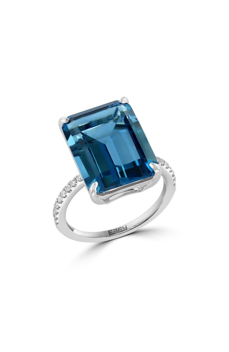 EFFY White Sapphire & London Blue Topaz Ring, Main, color, Blue