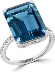 EFFY White Sapphire & London Blue Topaz Ring