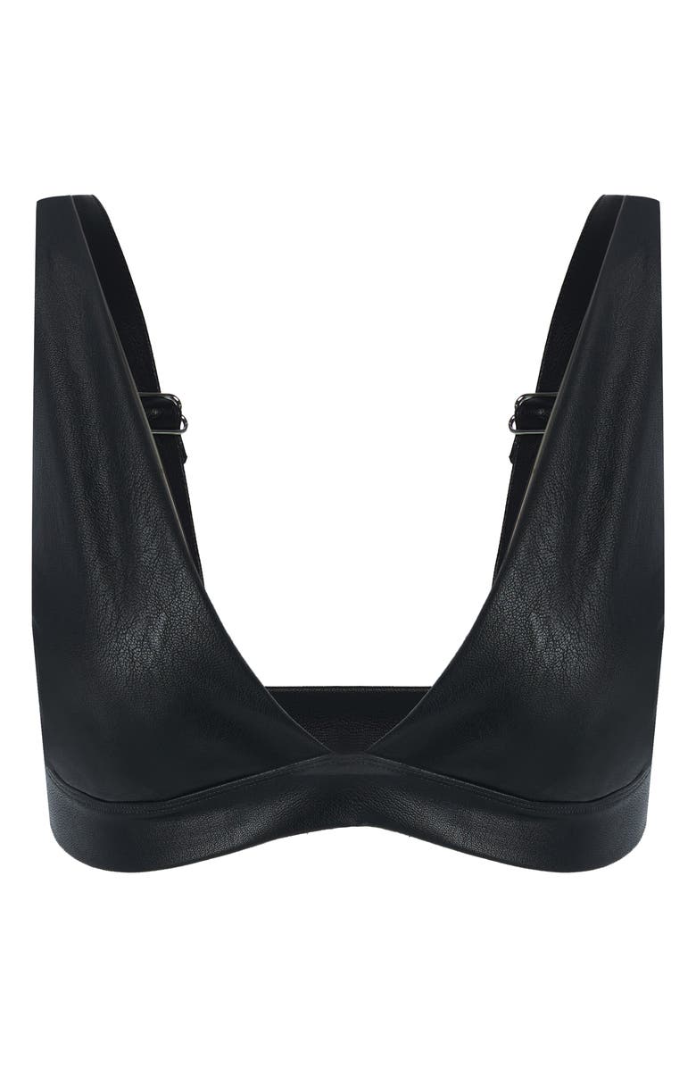 Naked Wardrobe Faux Leather Bra Top, Alternate, color, 