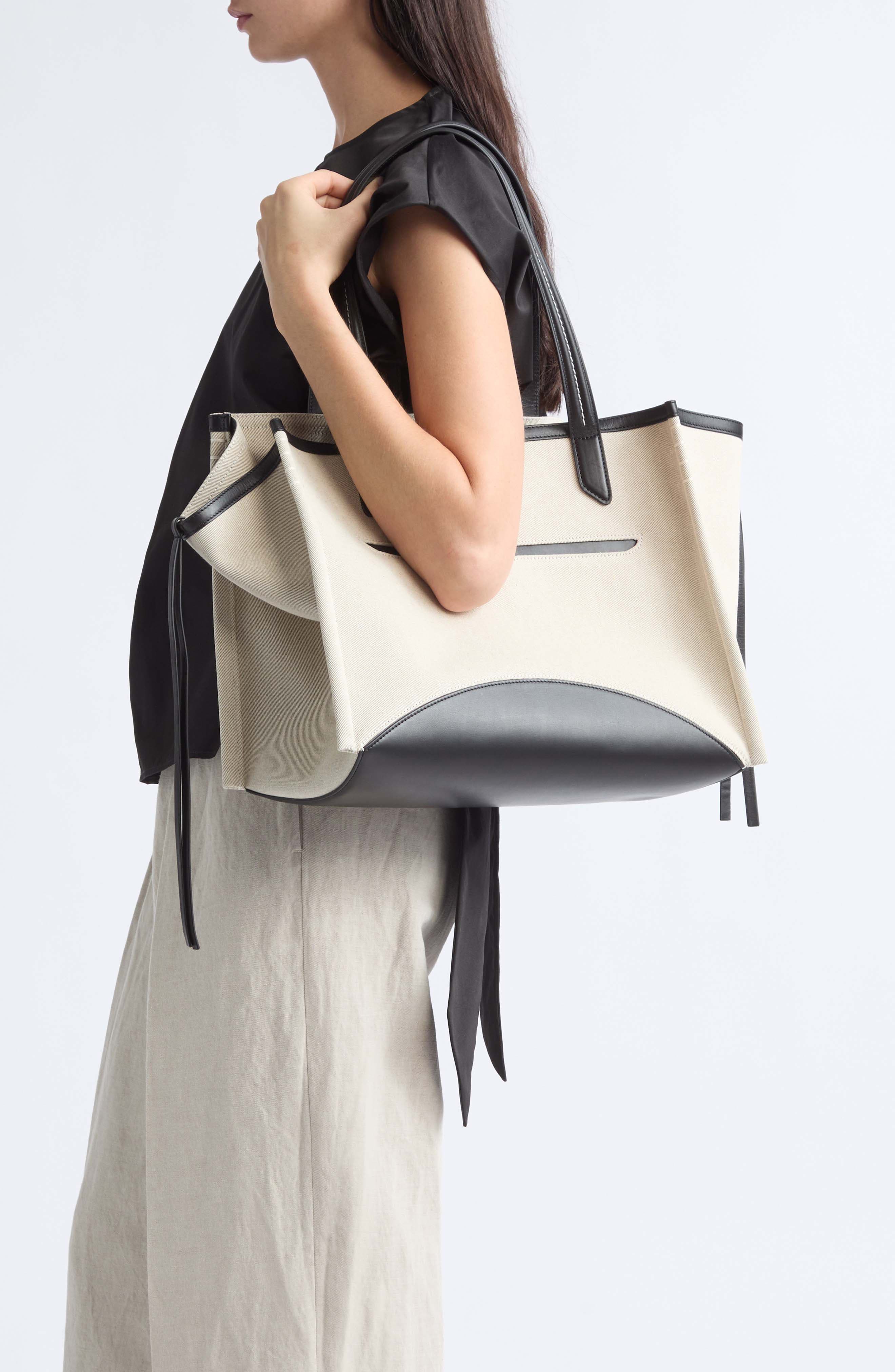 Loafer Cabas Leather Trim Tote, Alternate, color, NATURAL/ BLACK 157