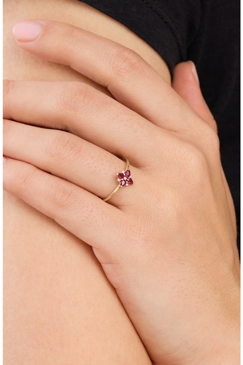 El Mary Ruby & Diamond Flower Ring, Alternate, color, 18K YELLOW GOLD/ RUBY