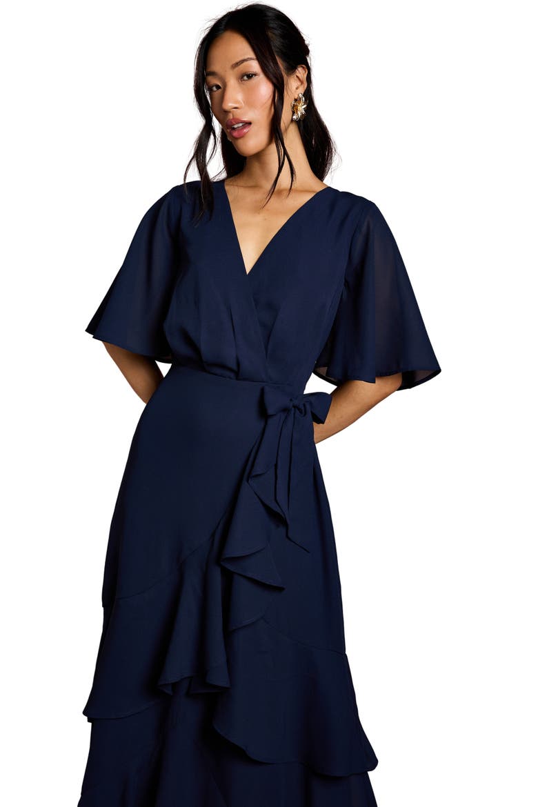 Angel Sleeve Bridesmaid Maxi Dress, Alternate, color, Navy