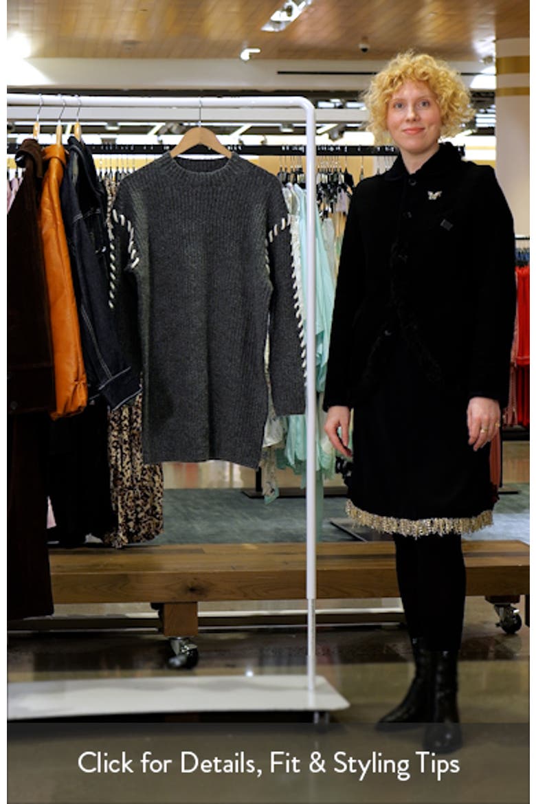 Contrast Whipstitch Long Sleeve Mini Sweater Dress video