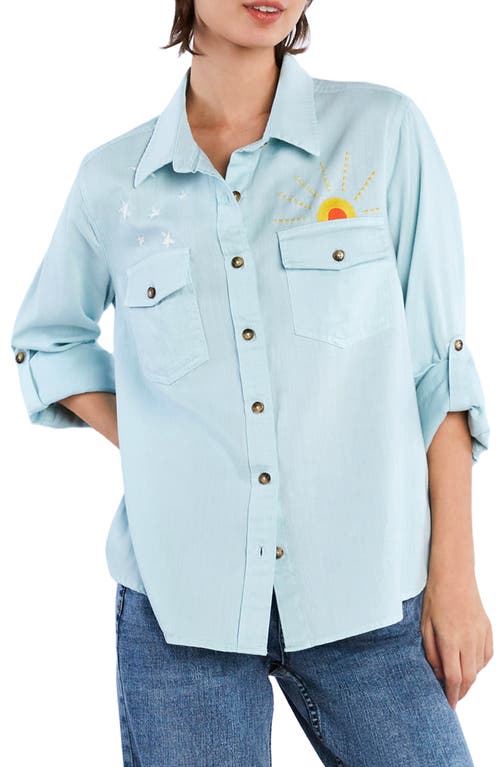 Billy T Hello Sunshine Embroidered Button-up Shirt