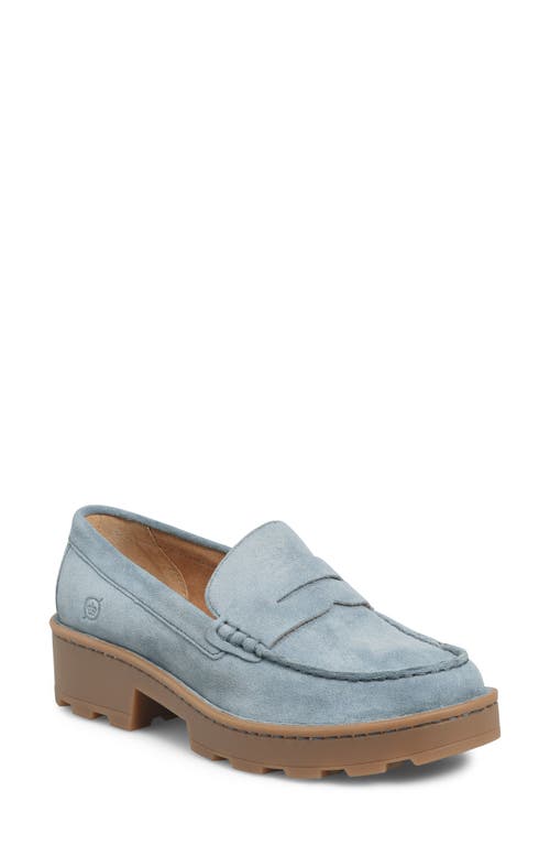 Børn Carrera Suede Loafer in Light Blue Suede 