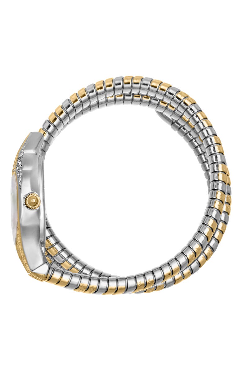 Just Cavalli Snake Bracelet Watch, 22mm x 35mm, Alternate, color, Two Tone Silver / Gold