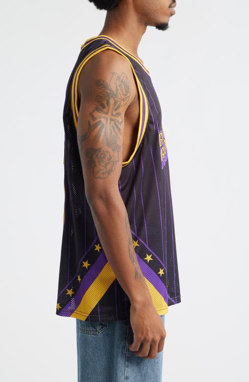 Boiler Room Graphic Mesh Basketball Jersey In Purple