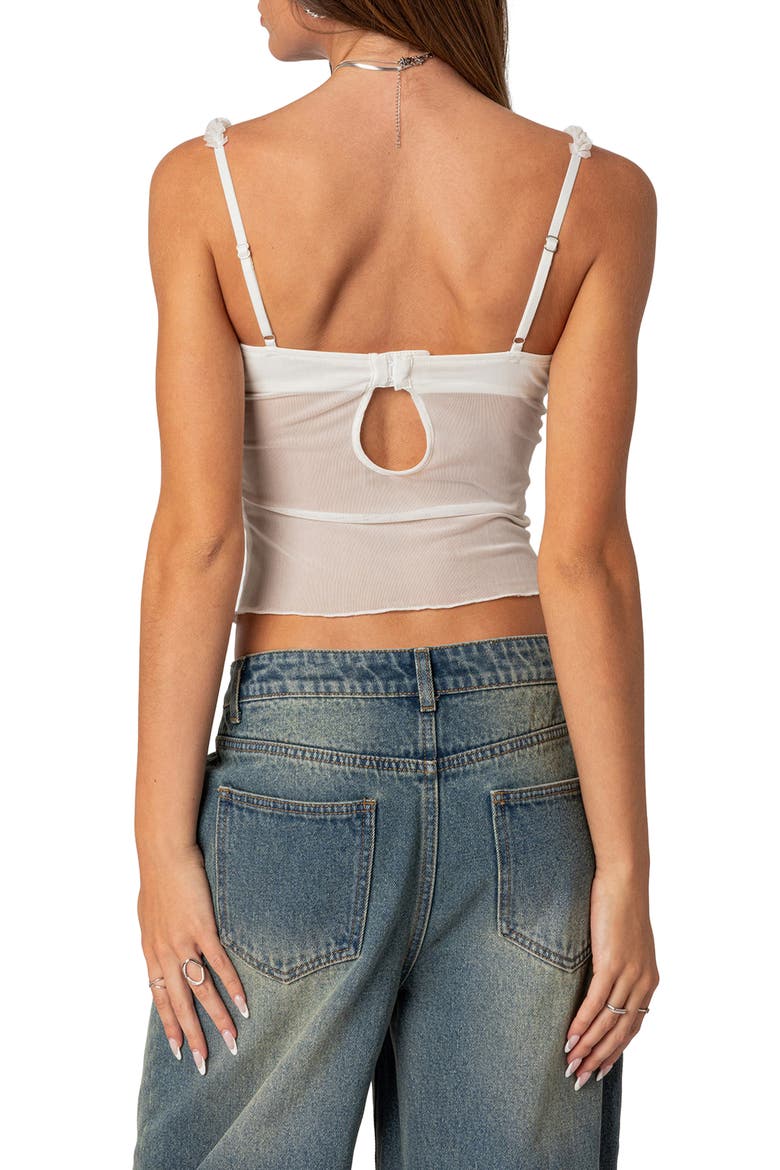 Lidia Sheer Mesh Bra Top, Alternate, color, WHITE