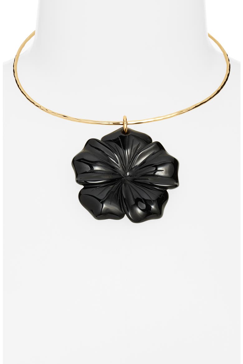 Black Onyx Flower Collar Necklace, Alternate, color, BLACK