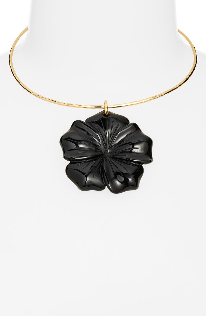NEST Jewelry Black Onyx Flower Collar Necklace, Alternate, color, Black