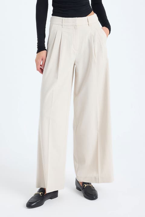 Liora Double-Pleated High-Waist Palazzo Trousers