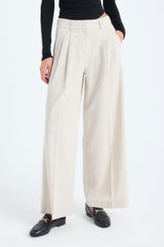 Monlicia Liora Double-Pleated High-Waist Palazzo Trousers